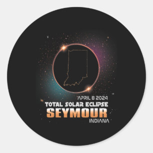 Eclipse Seymour Indiana Total Solar Eclipse 2024 Classic Round Sticker
