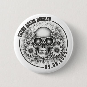 Eclipse skull 6 cm round badge