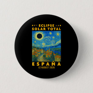 Eclipse Solar Total España 2026 6 Cm Round Badge