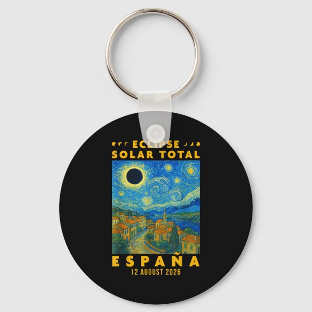 Eclipse Solar Total España 2026  Key Ring (Front)