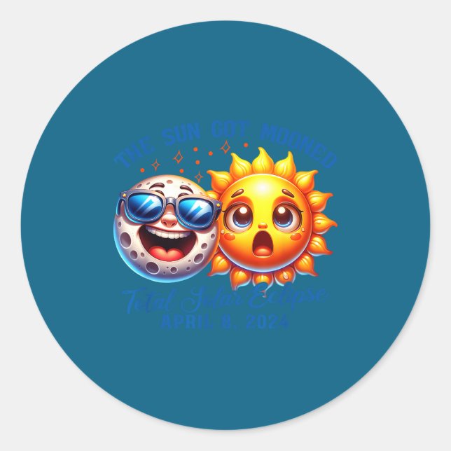 Eclipse Sun Got Mooned Solar Classic Round Sticker (Front)