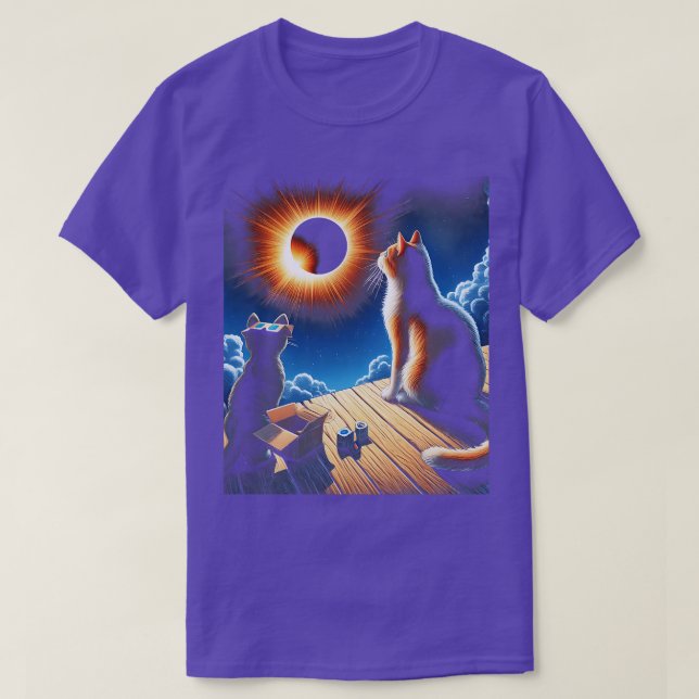 Eclipse Tabby Cat Watching Solar Eclipse Cat Eclip T-Shirt (Design Front)
