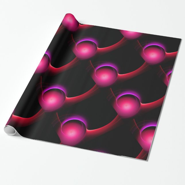 ECLIPSE Vibrant Fuchsia,Pink,Red, Black Wrapping Paper (Unrolled)