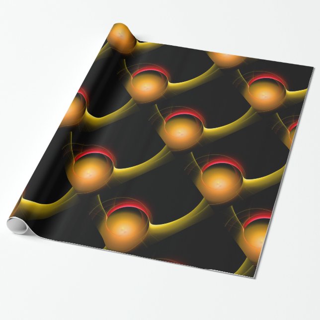 ECLIPSE Vibrant Red Yellow Black Wrapping Paper (Unrolled)
