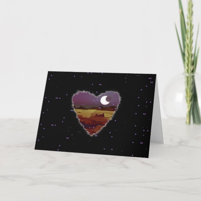 Eclipsed Heart Sci Fi Valentine Love Romance Card (Front)