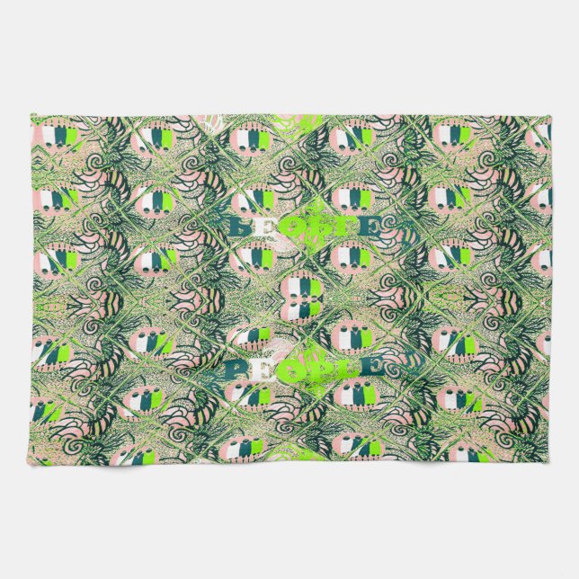 Eco Africa Motif – Nature-Inspired African Art Tea Towel (Horizontal)