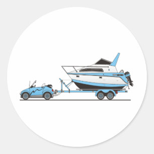 Eco Car Power Boat Classic Round Sticker