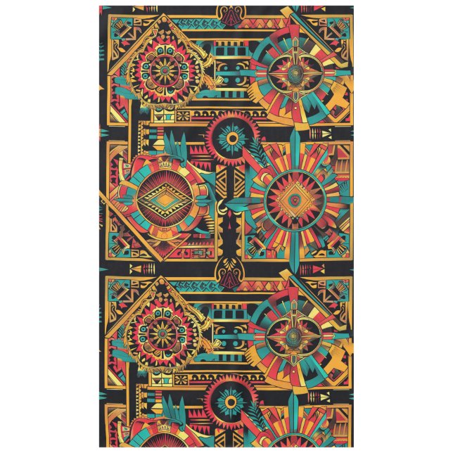 Eco-Chic Cyan "Aztec Dream" 60" x 104" Dining Tabl Tablecloth (Front)
