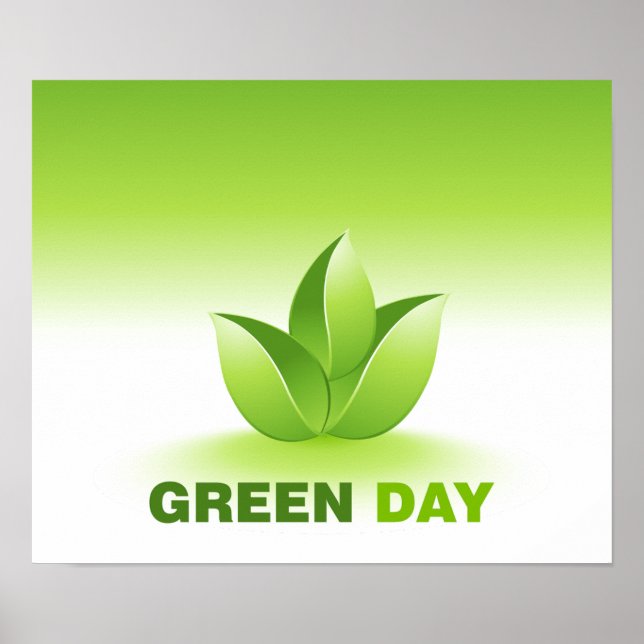 Eco-Conscious Green Day Leaf Botanical Nature Poster (Front)