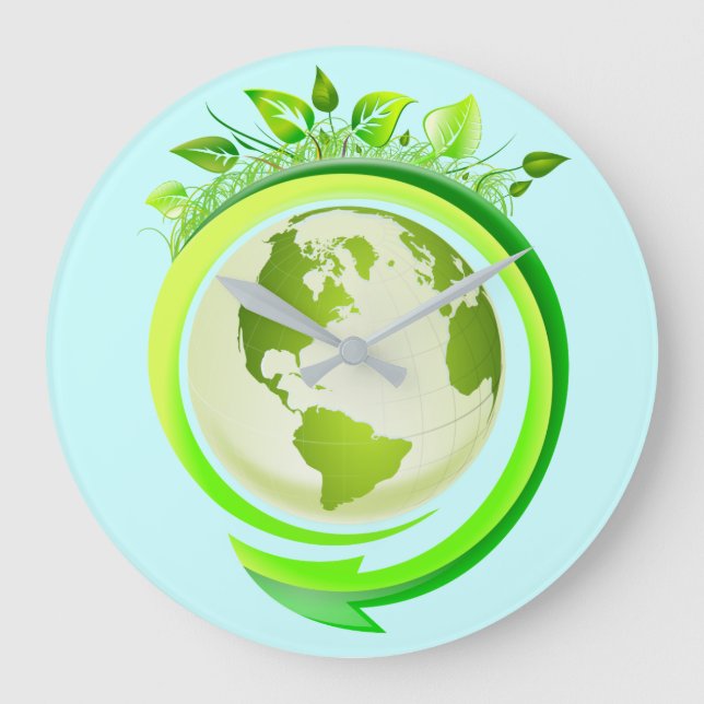 ECO DESIGN GREEN EARTH LARGE CLOCK (Front)