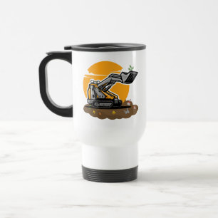 Eco Excavator Planting Greenery in Trash Cleanup  Travel Mug
