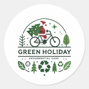 Eco-Friendly Christmas Decor Green Holiday Art Classic Round Sticker