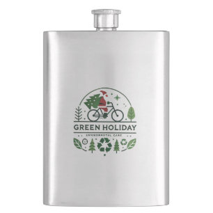 Eco-Friendly Christmas Decor Green Holiday Art Hip Flask
