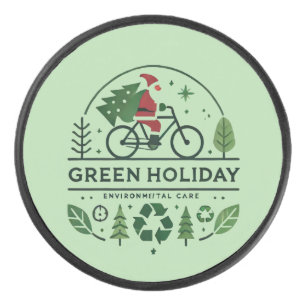 Eco-Friendly Christmas Decor   Green Holiday Art Hockey Puck