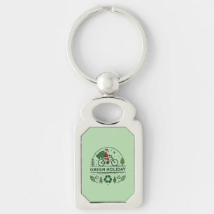 Eco-Friendly Christmas Decor Green Holiday Art Key Ring