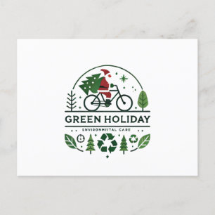 Eco-Friendly Christmas Decor   Green Holiday Art Postcard