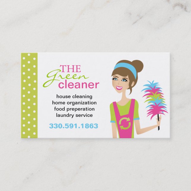Eco-Friendly Cleaning Services Business Cards (Front)