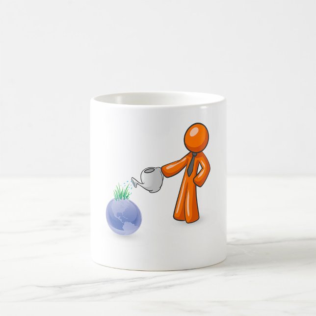 Eco-Friendly Corporate Growth Man Watering Earth Coffee Mug (Creator Uploaded)