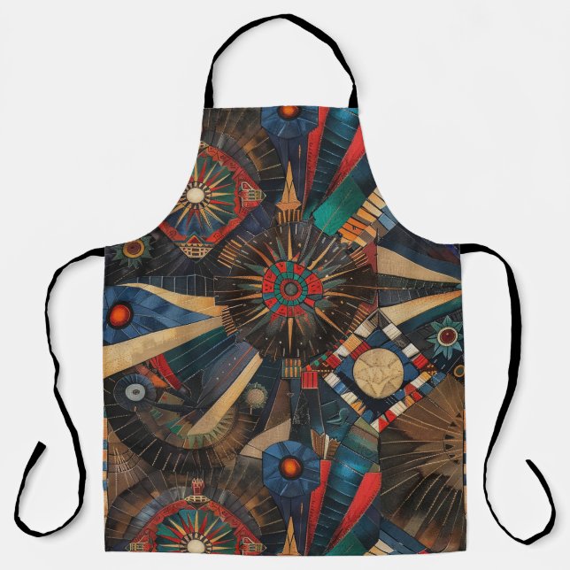 Eco-Friendly Cyan "Ancient Indigenous Chronicles"  Apron (Front)