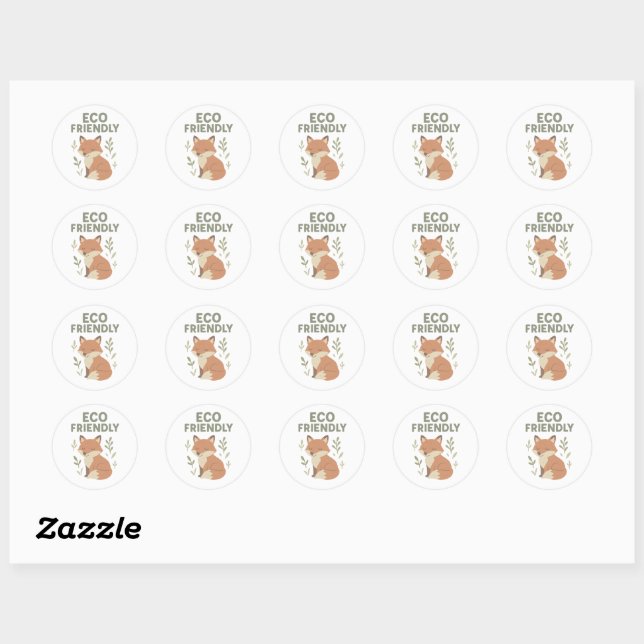 Eco Friendly Fox Classic Round Sticker (Sheet)