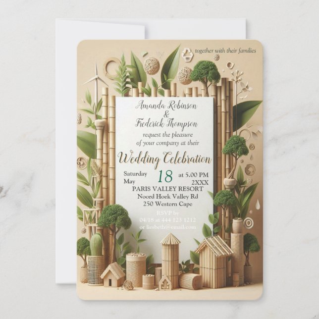 Eco-friendly Gardens and Buildings in Harmony  Invitation (Front)