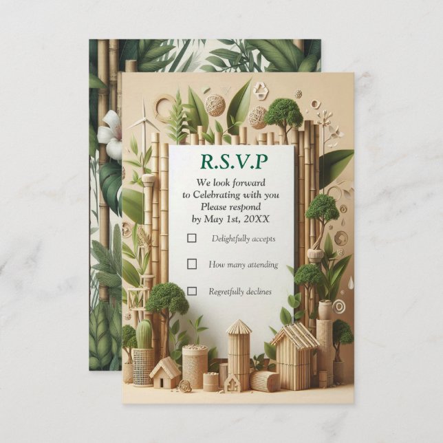 Eco-friendly Gardens and Buildings in Harmony RSVP Card (Front/Back)