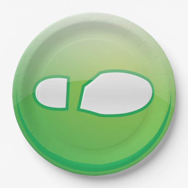 Eco-Friendly Green Footprint Icon Paper Plate (Front)