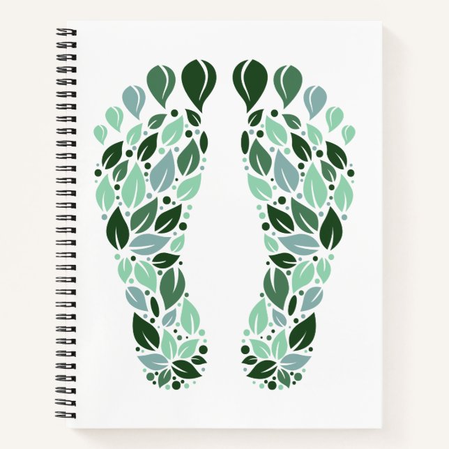Eco Friendly Green Leaf Footprint Notebook (Front)
