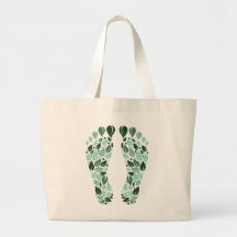 Eco Friendly Green Leaf Footprint Tote Bag