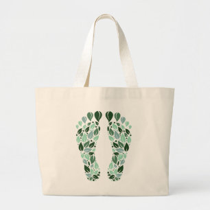 Eco Friendly Green Leaf Footprint Tote Bag