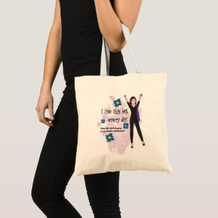 Eco friendly happy girl and flowers tote bag