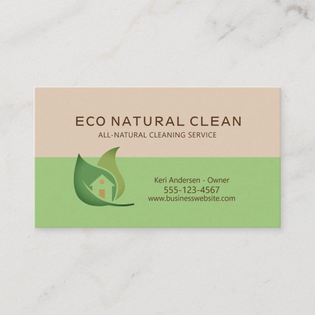 Eco Friendly House Cleaning Service All Natural Business Card (Front)