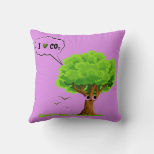 Eco-Friendly ‘I Love CO2’ Illustrated Tree  Cushion