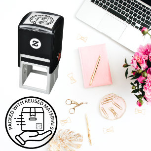 Eco-Friendly PACKAGED WITH REUSED MATERIALS Self-inking Stamp