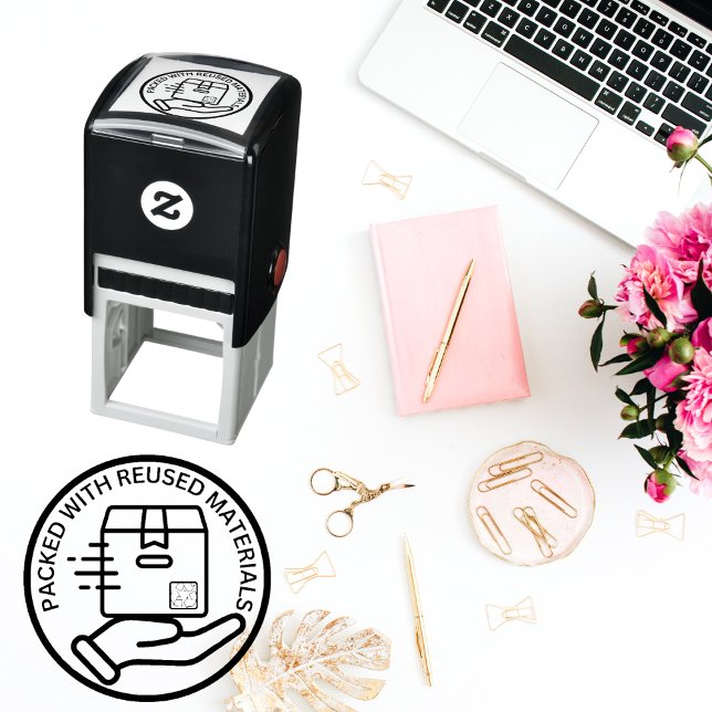 Eco-Friendly PACKAGED WITH REUSED MATERIALS Self-inking Stamp (Creator Uploaded)