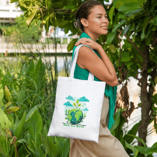 Eco-Friendly "Save The World" Save Nature" Large Tote Bag