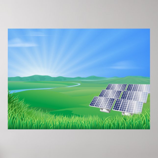 Eco-Friendly Solar Panel Landscape Poster (Front)