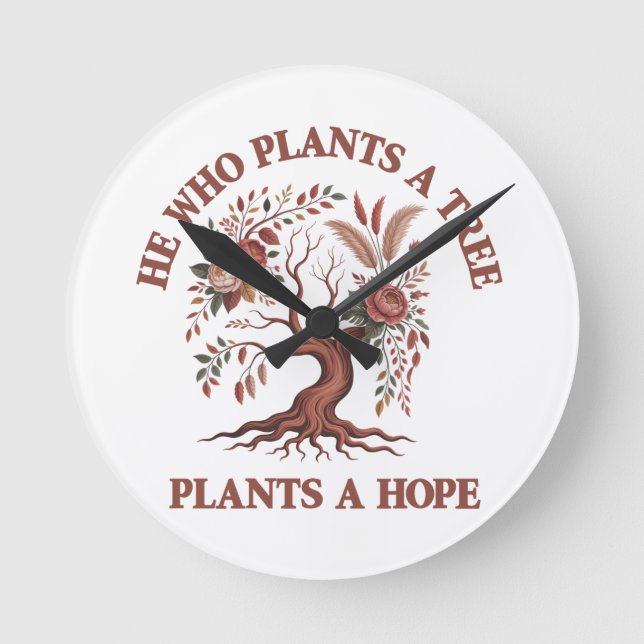 Eco Friendly Tree Day Wall Clock (Front)