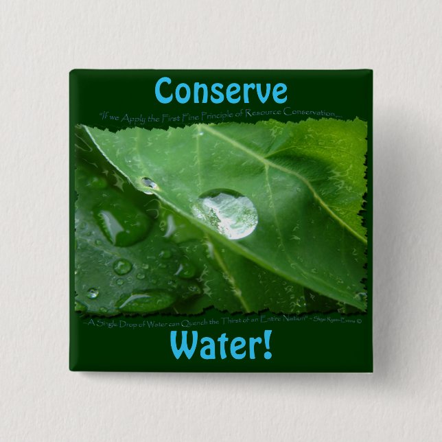 ECO FRIENDLY WATER CONSERVATION Gifts & Gear 15 Cm Square Badge (Front)