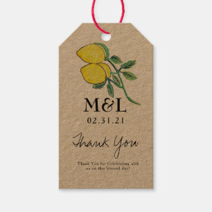 Eco Friendly Wedding Hand Watercolor Lemon Bunch Gift Tags