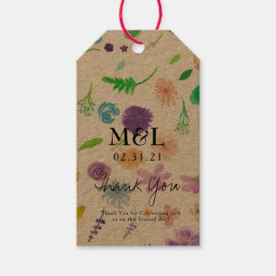 Eco Friendly Wedding Watercolor Simple Floral Gift Tags