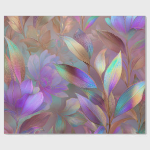 Eco Futurism Bioluminescent Tropical Flowers Wrapping Paper