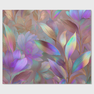 Eco Futurism Bioluminescent Tropical Flowers Wrapping Paper