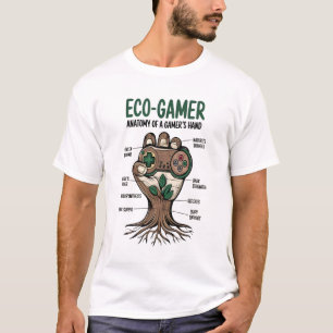 Eco-Gamer T-Shirt: Anatomy of  Gamer’s Hand Design T-Shirt