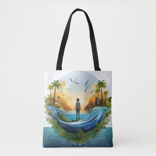 Eco Globe Adventure Design Tote Bag (Front)