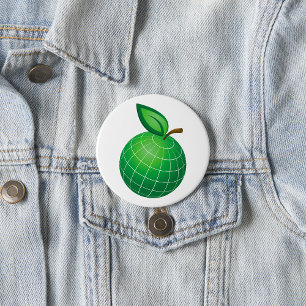 Eco Globe Fruit Green Earth Leaf Sphere  7.5 Cm Round Badge