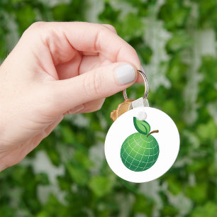 Eco Globe Fruit Green Earth Leaf Sphere  Key Ring