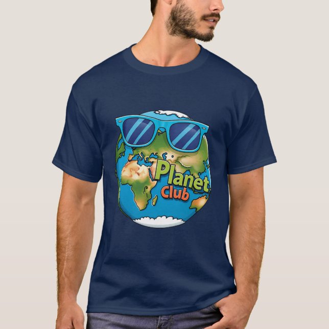 Eco Graphic Navy Tee Cool Globe Design (Front)