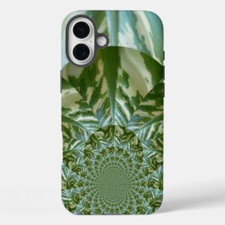 Eco Green Camo Kaleidoscope Art Print Design iPhone 16 Plus Case