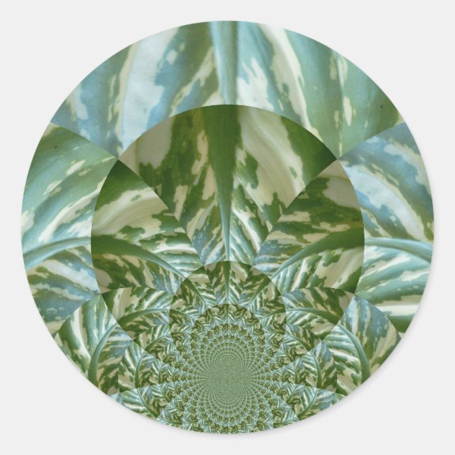 Eco Green Camo Kaleidoscope Art Print Design Classic Round Sticker (Front)